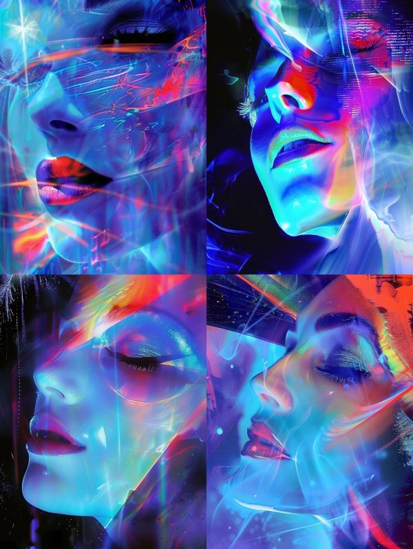 Neon Cybernetic Dream Portrait