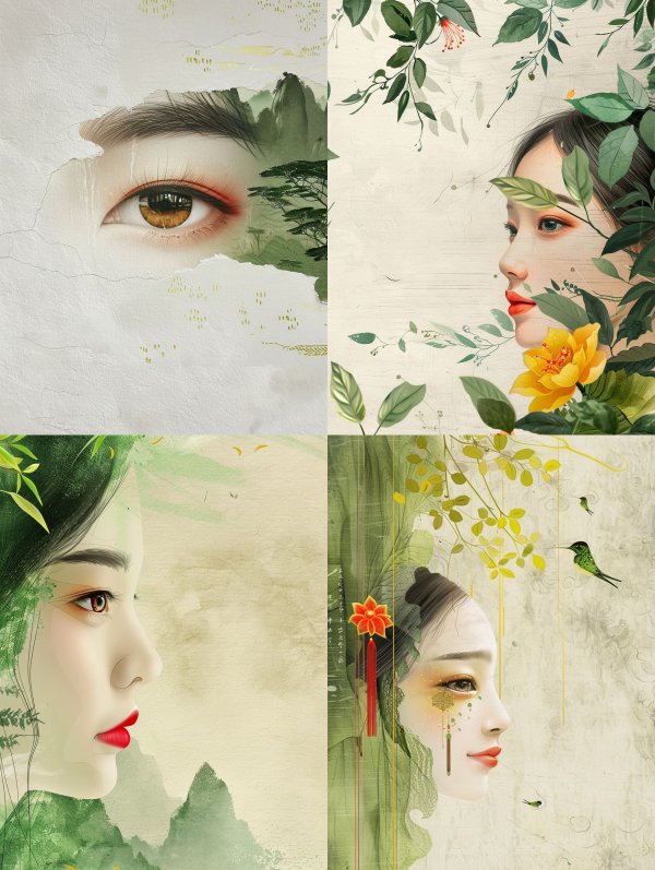 Ethereal Botanical Portrait Fusion