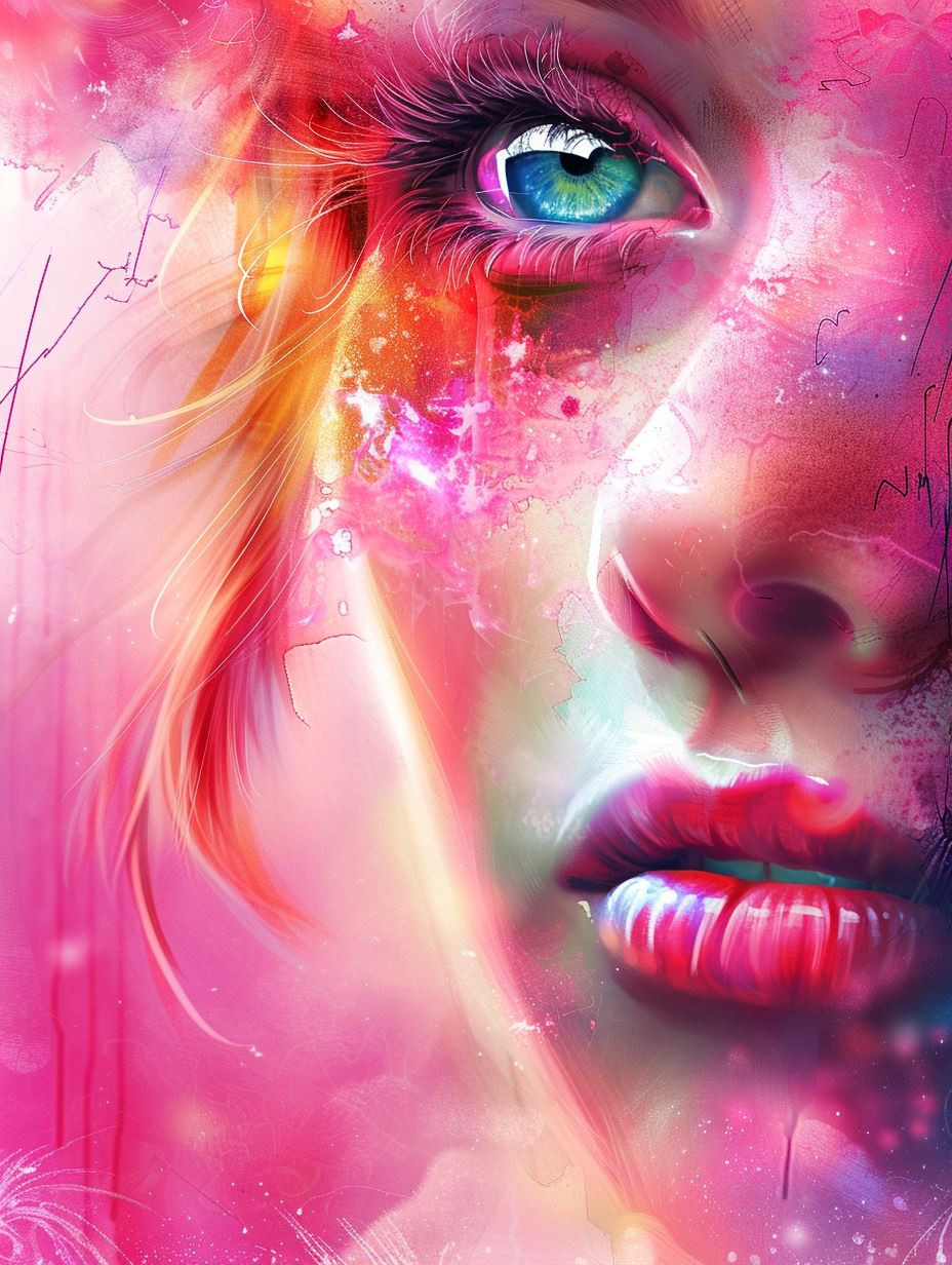 Neon Watercolor Ethereal Portrait