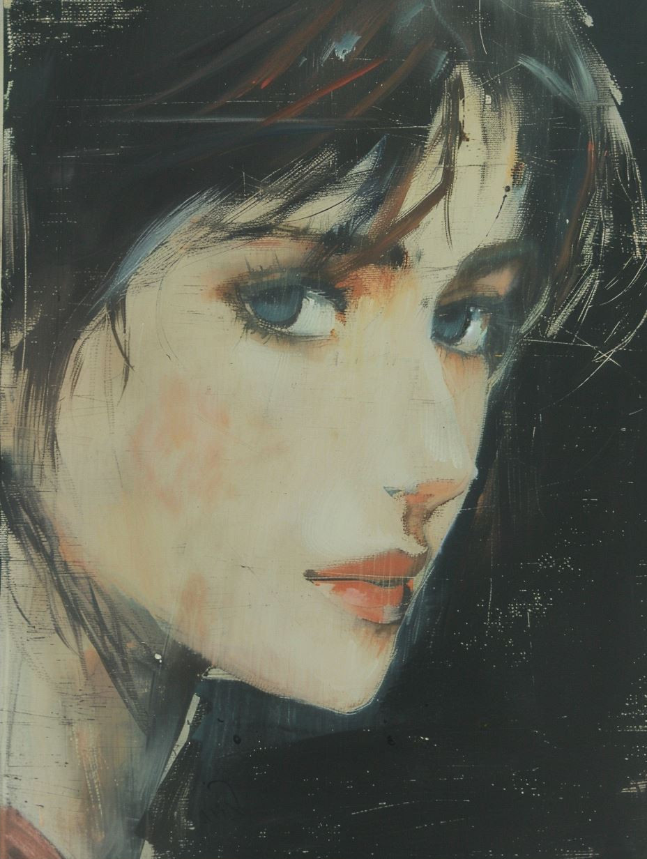 Melancholy Ink Wash Portrait