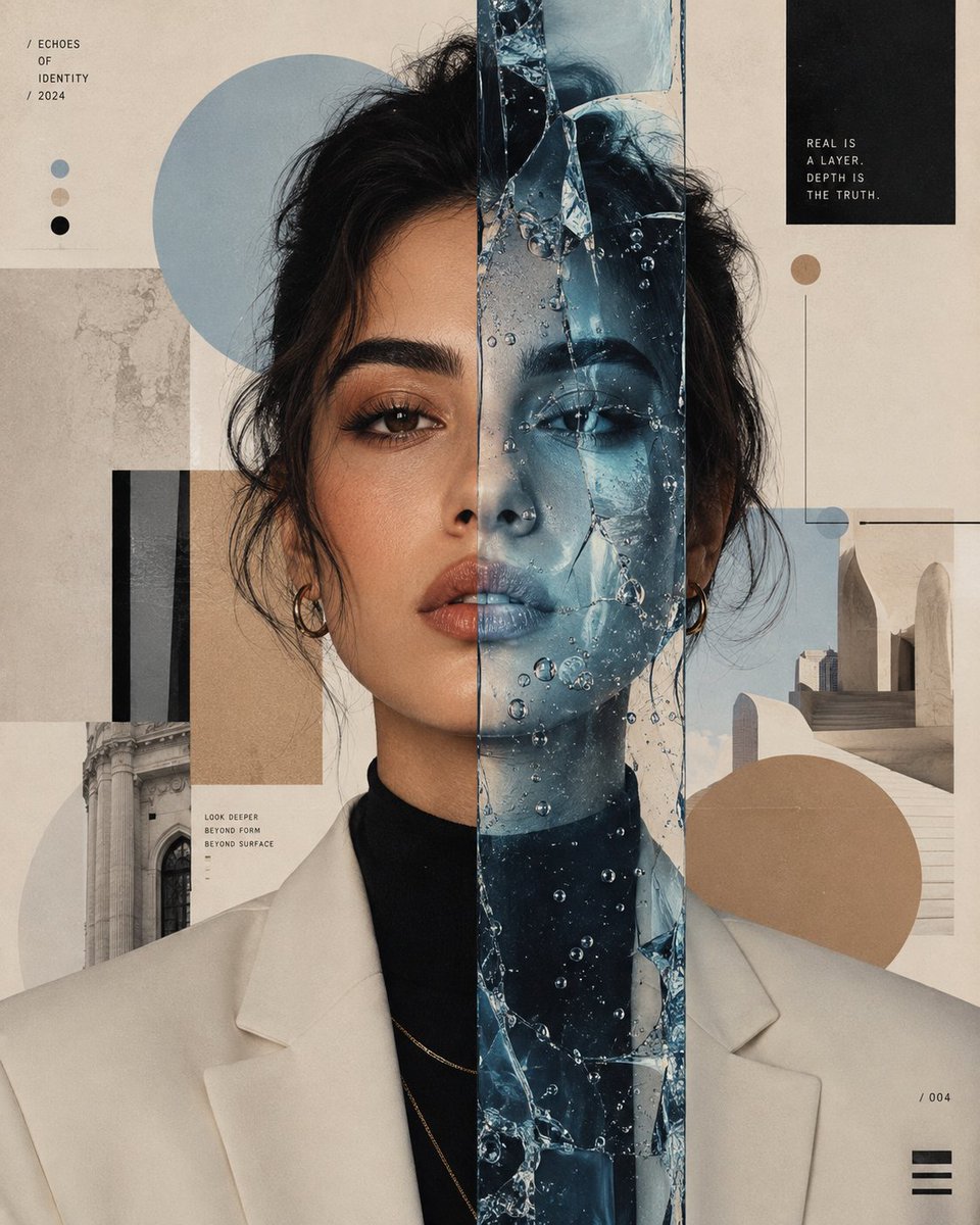 Create a museum-quality surreal editorial portrait of a s...