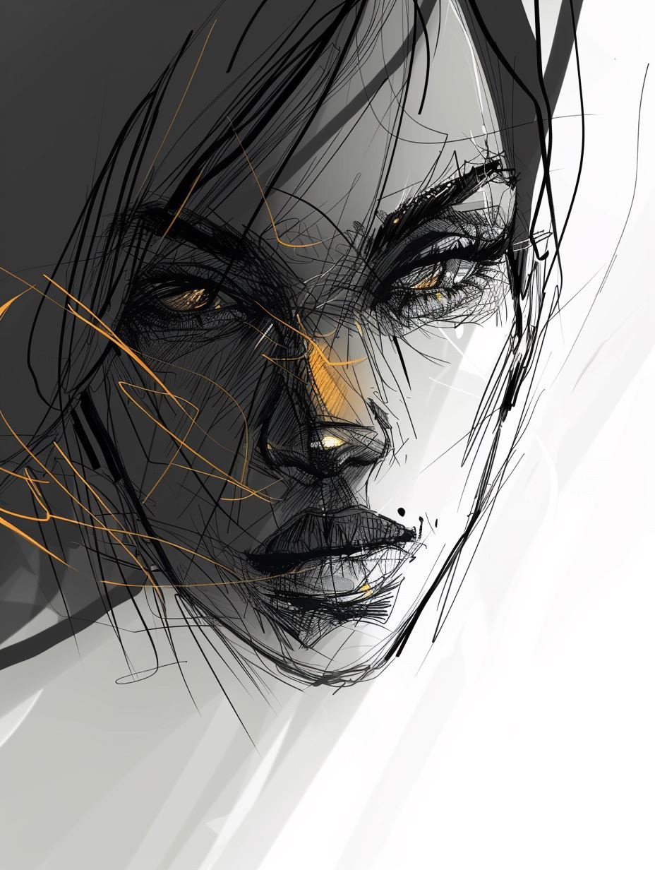 Electric Ember Sketch Portrait