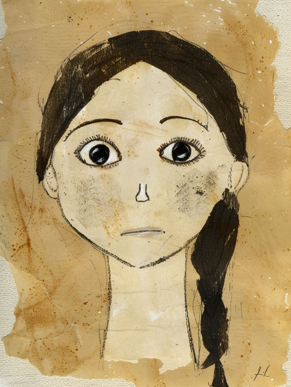 Rustic Ink Portrait on Parchment