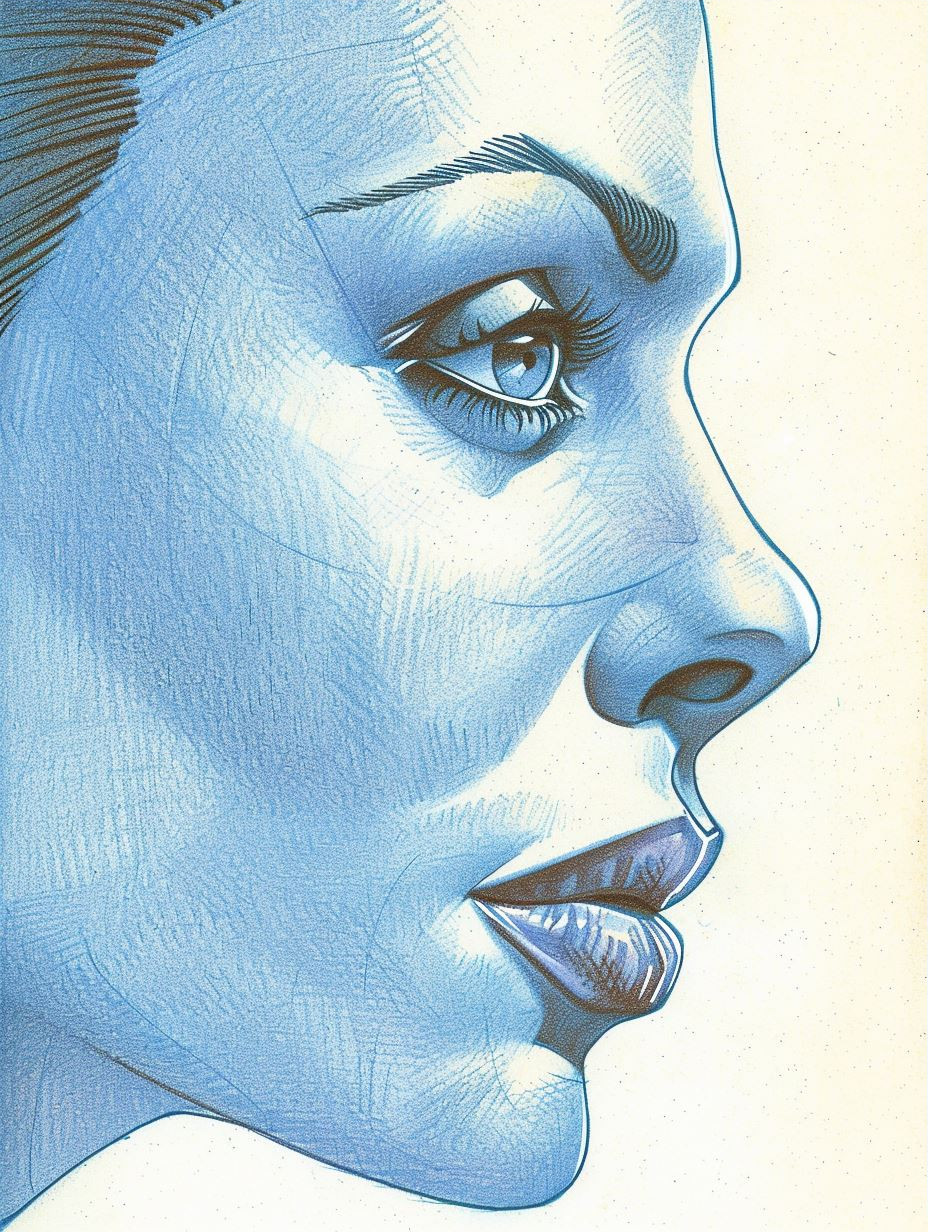 Electric Azure Cybernetic Portrait