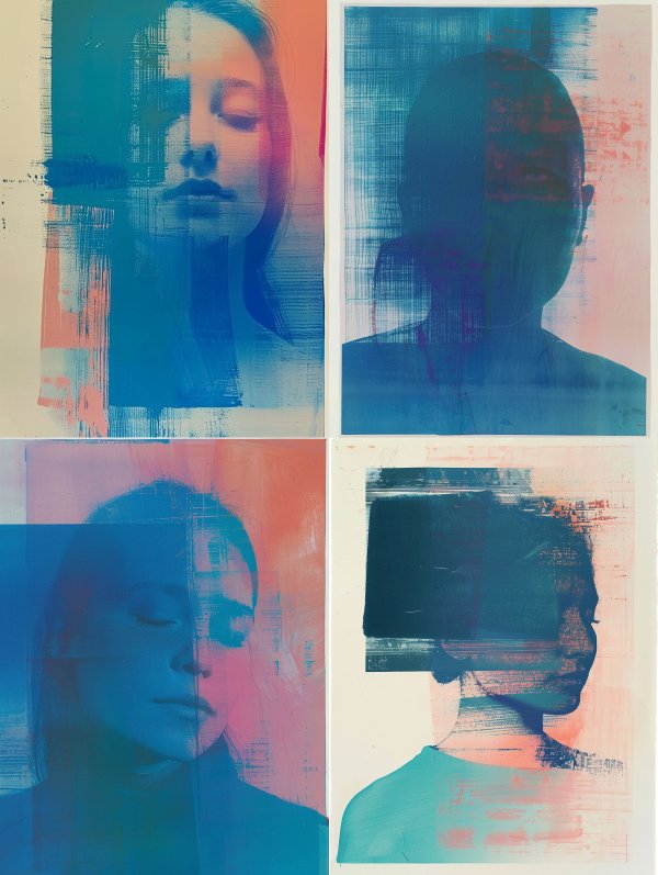 Ethereal Blue Glitch Portraits