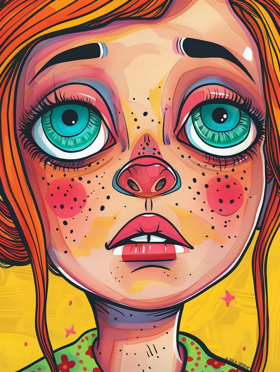 Vibrant Whimsical Pop Art Portrait