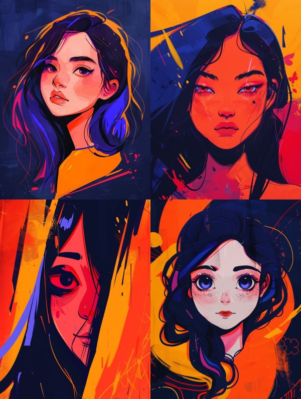 Neon Twilight Digital Portrait