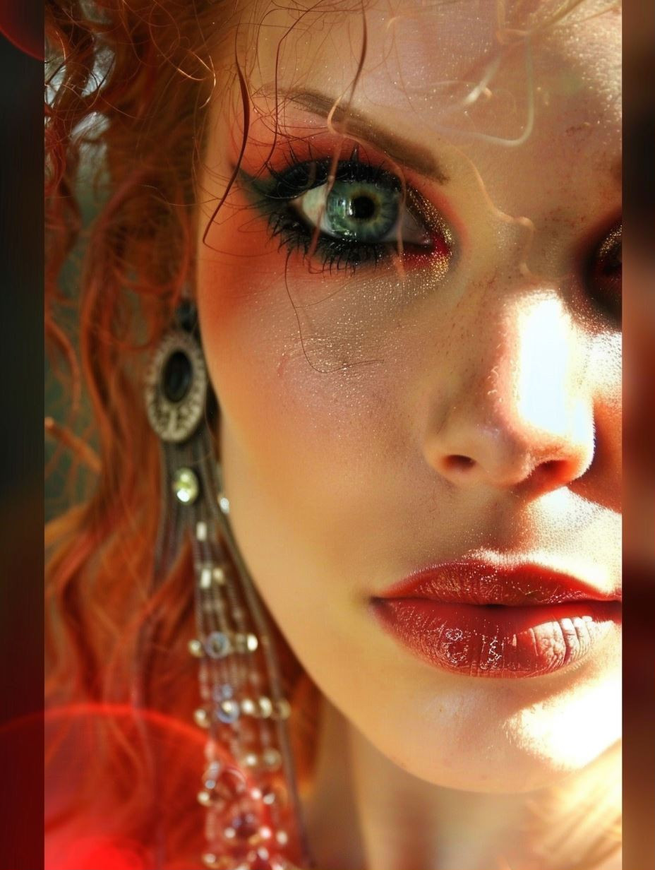 Ethereal Crimson Gaze Portrait