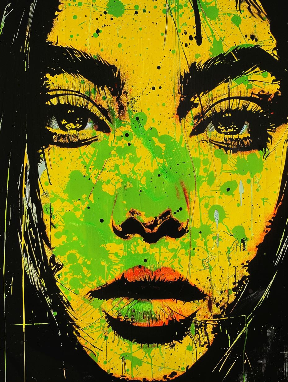 Neon Acid Portrait Splatter
