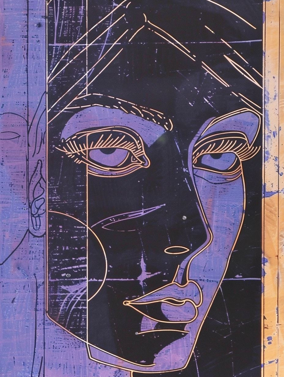Neon Noir Geometric Portrait