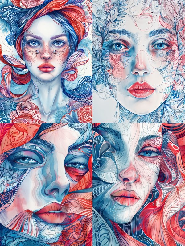 Crimson Azure Ethereal Muse