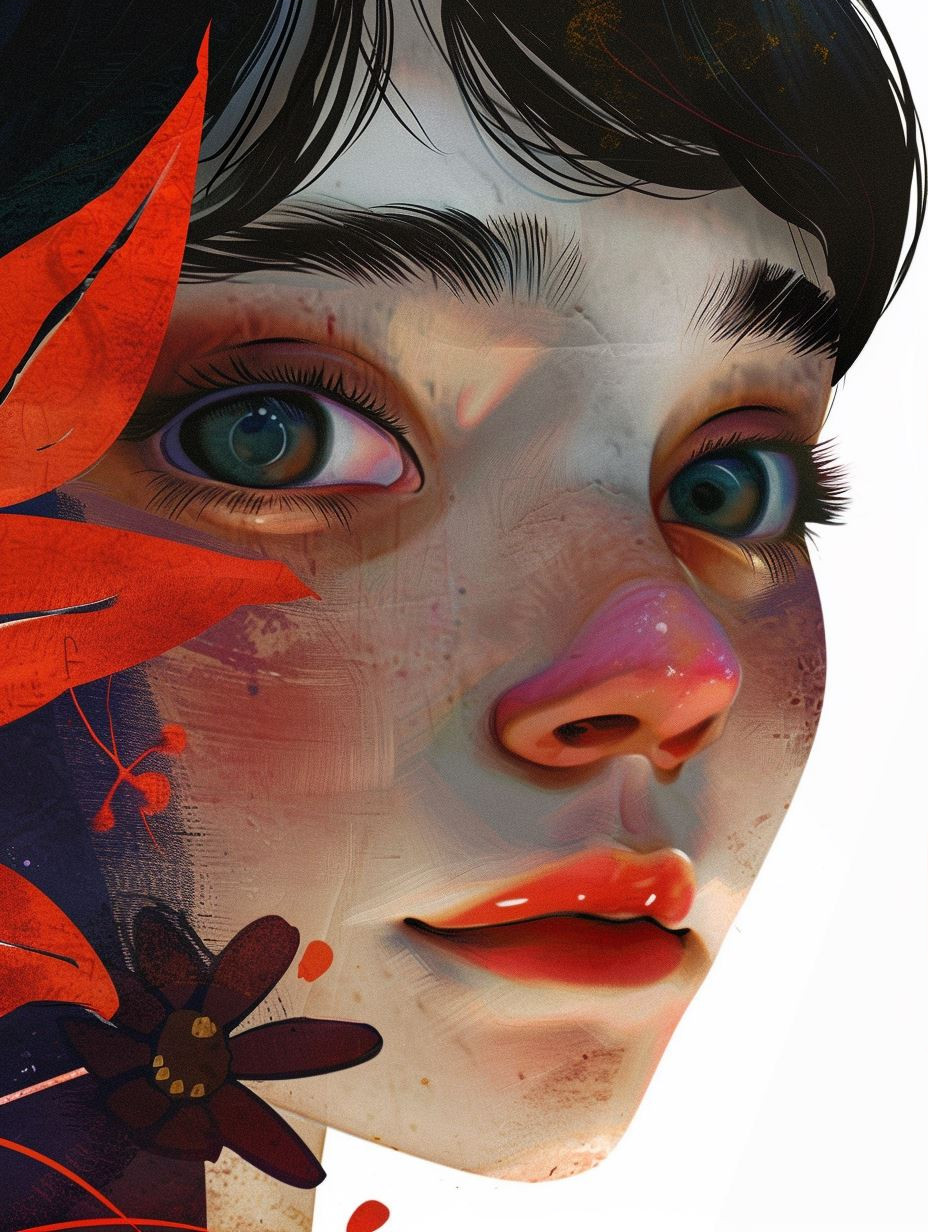 Crimson Petals Porcelain Mask