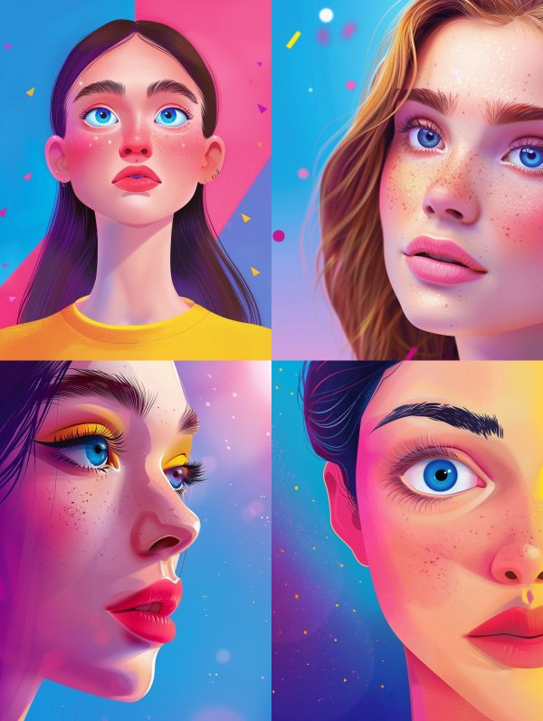 Vibrant Neon Pop Portrait