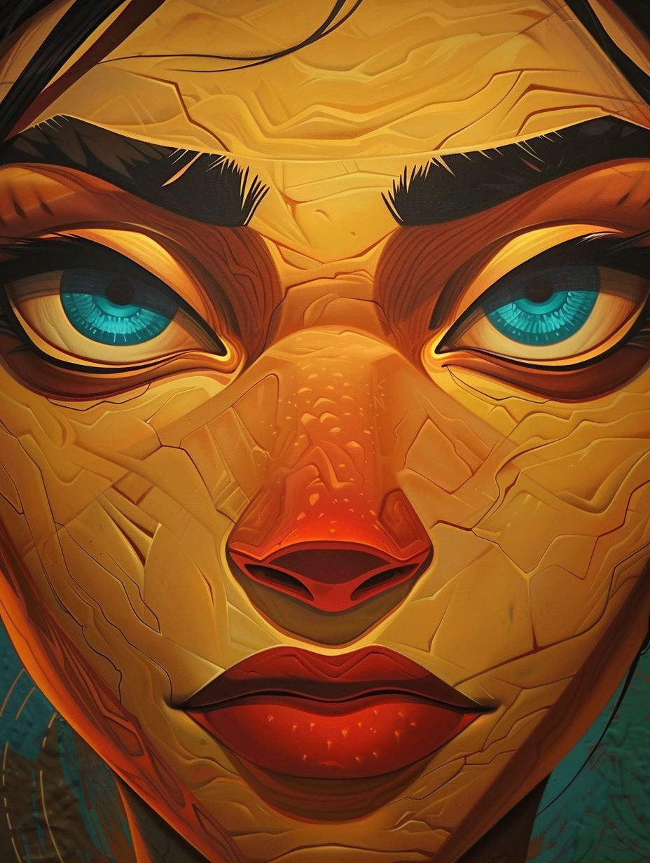 Golden Cracked Porcelain Portrait