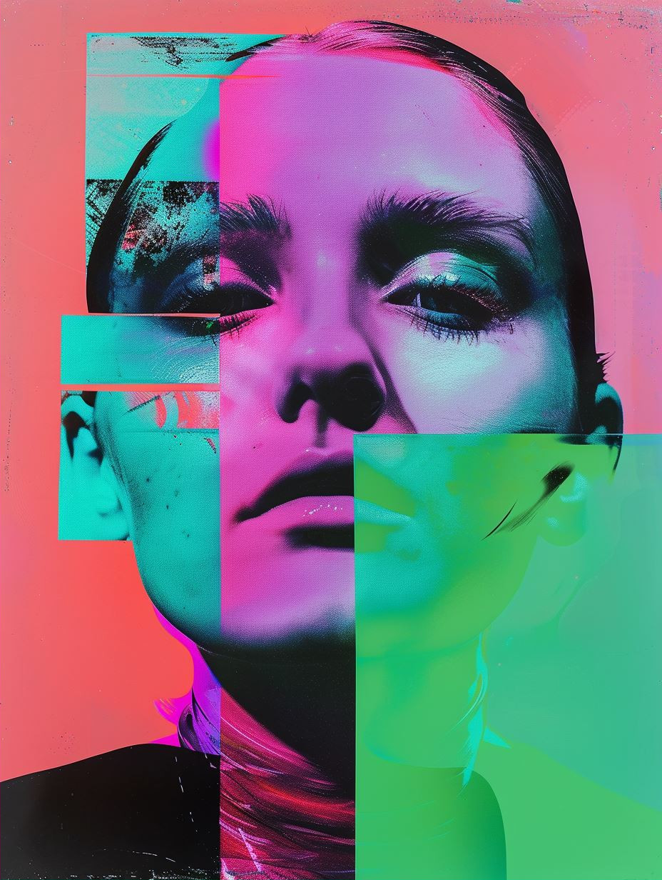 Neon Liquid Chrome Portrait