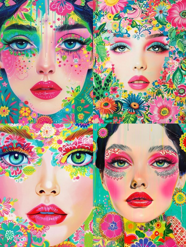 Neon Floral Psychedelic Portrait