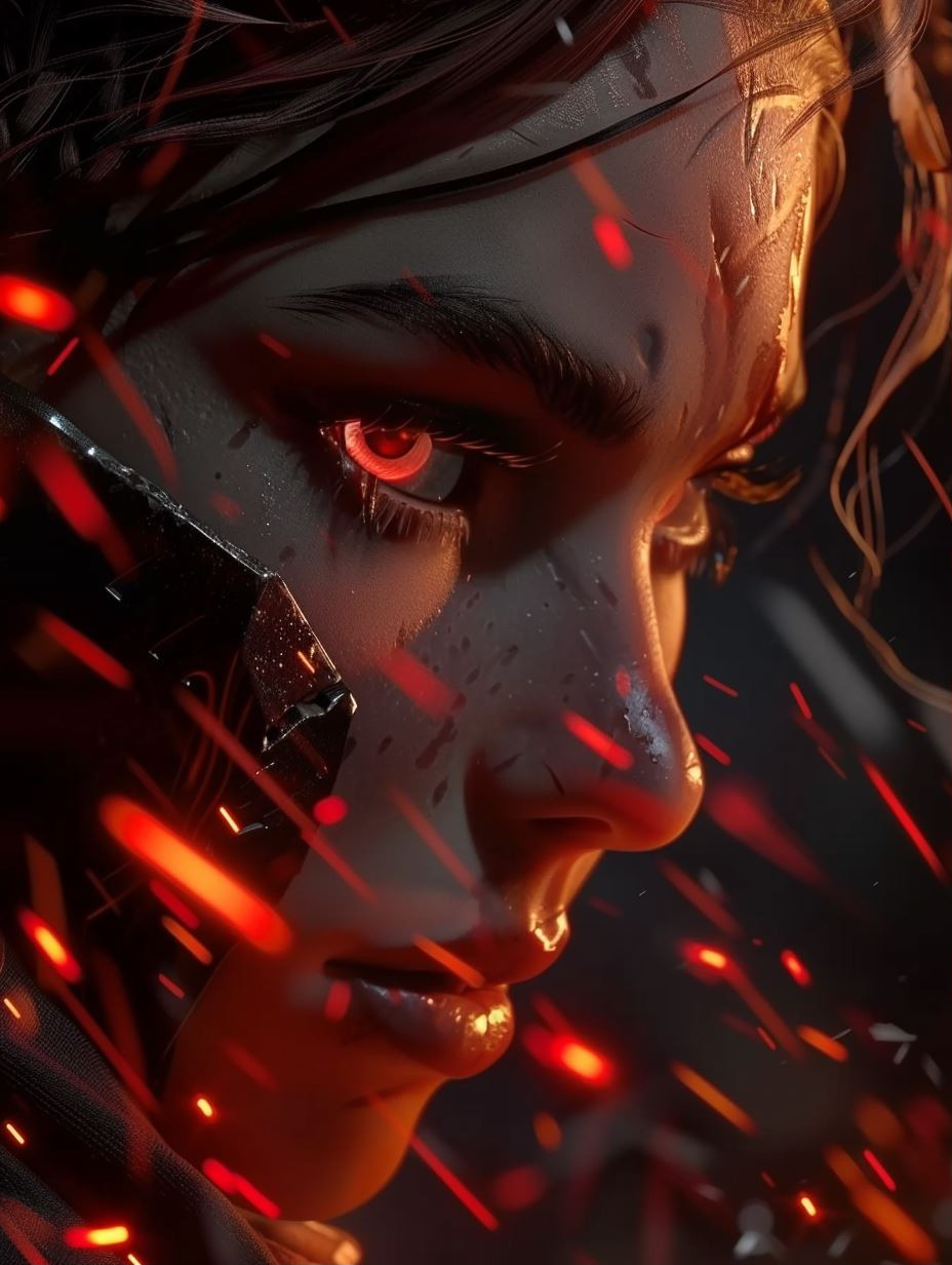 Cybernetic Gaze in Ember Rain