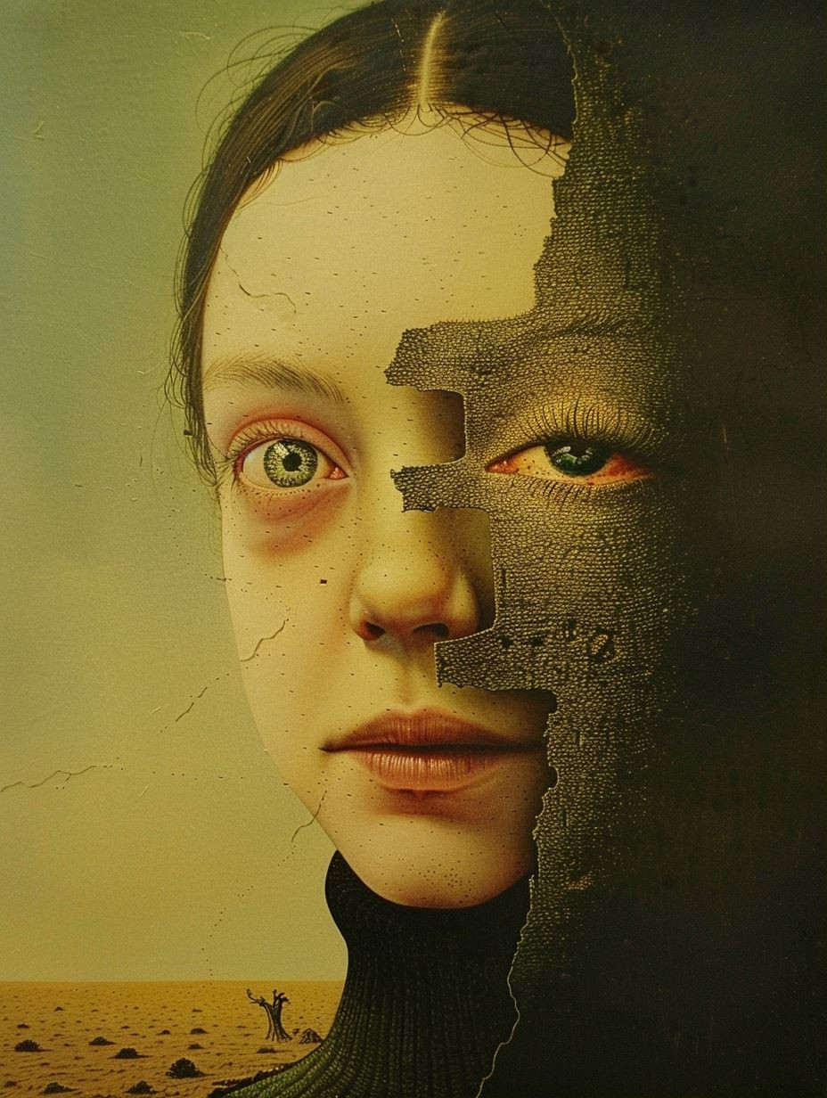 Fragmented Soul in Desert Haze