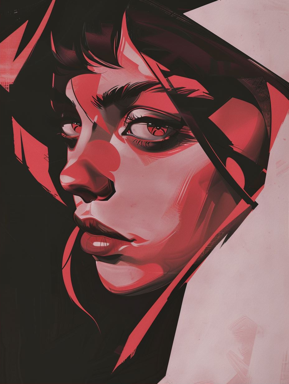 Crimson Gaze Digital Noir