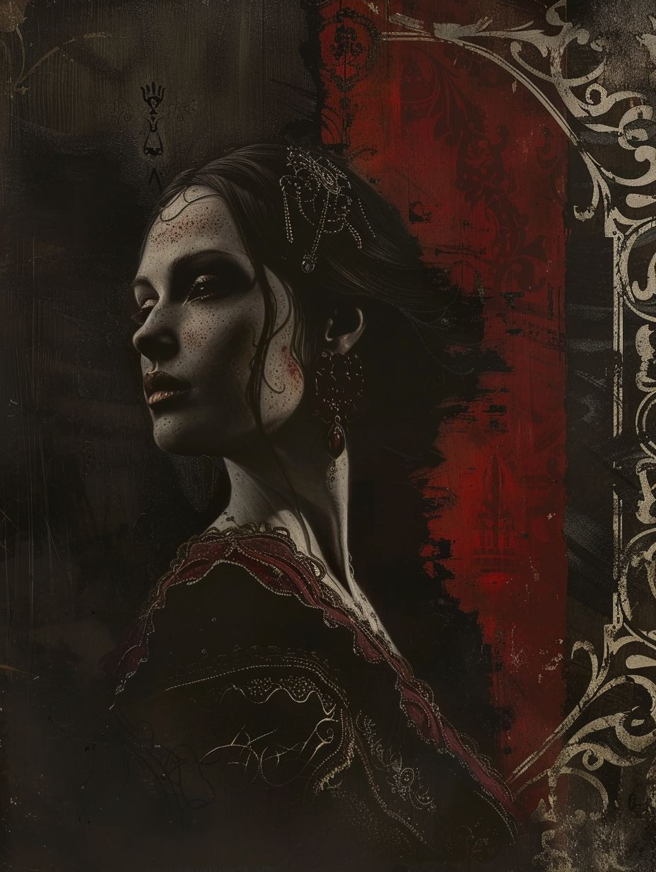 Crimson Gothic Noir Portrait - Image 4