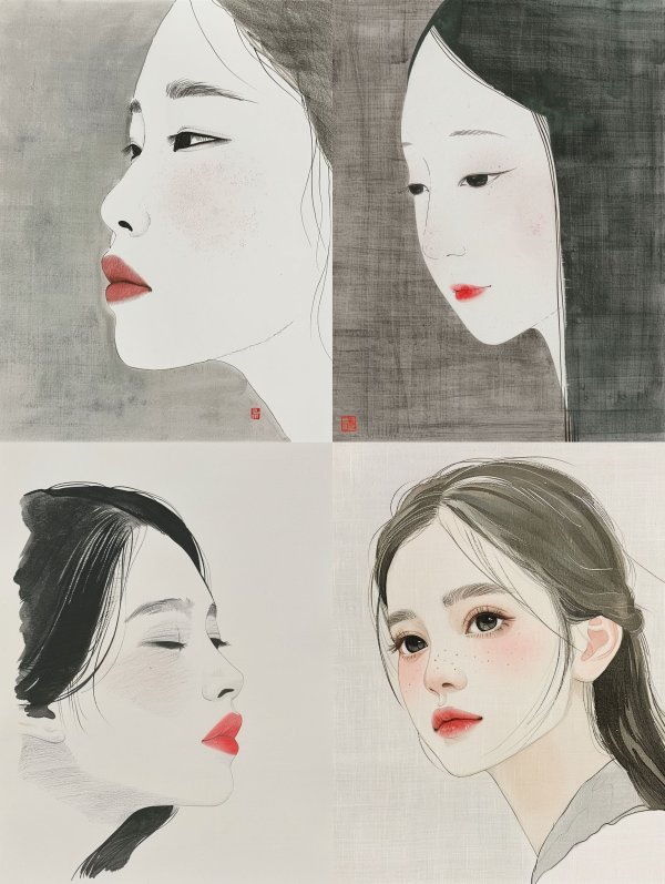 Minimalist Ink Portrait of Serenity