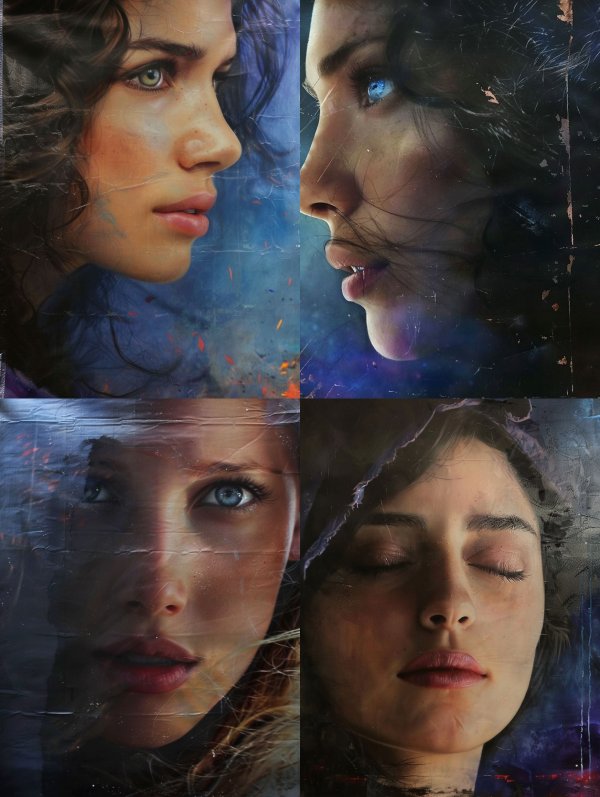 Ethereal Gaze Through Cracked Glass