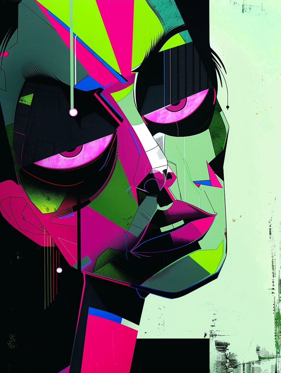 Neon Cyberpunk Geometric Portrait