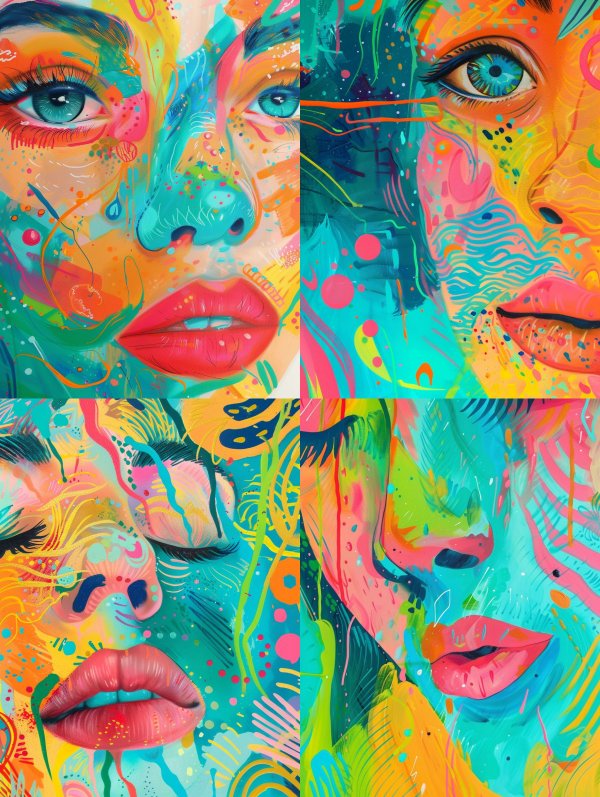 Vibrant Neon Abstract Portrait