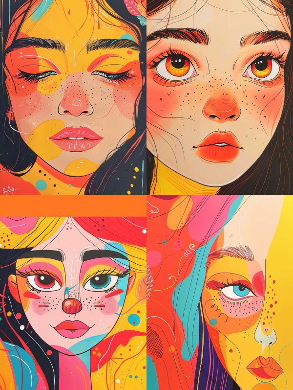 Vibrant Psychedelic Portrait Study