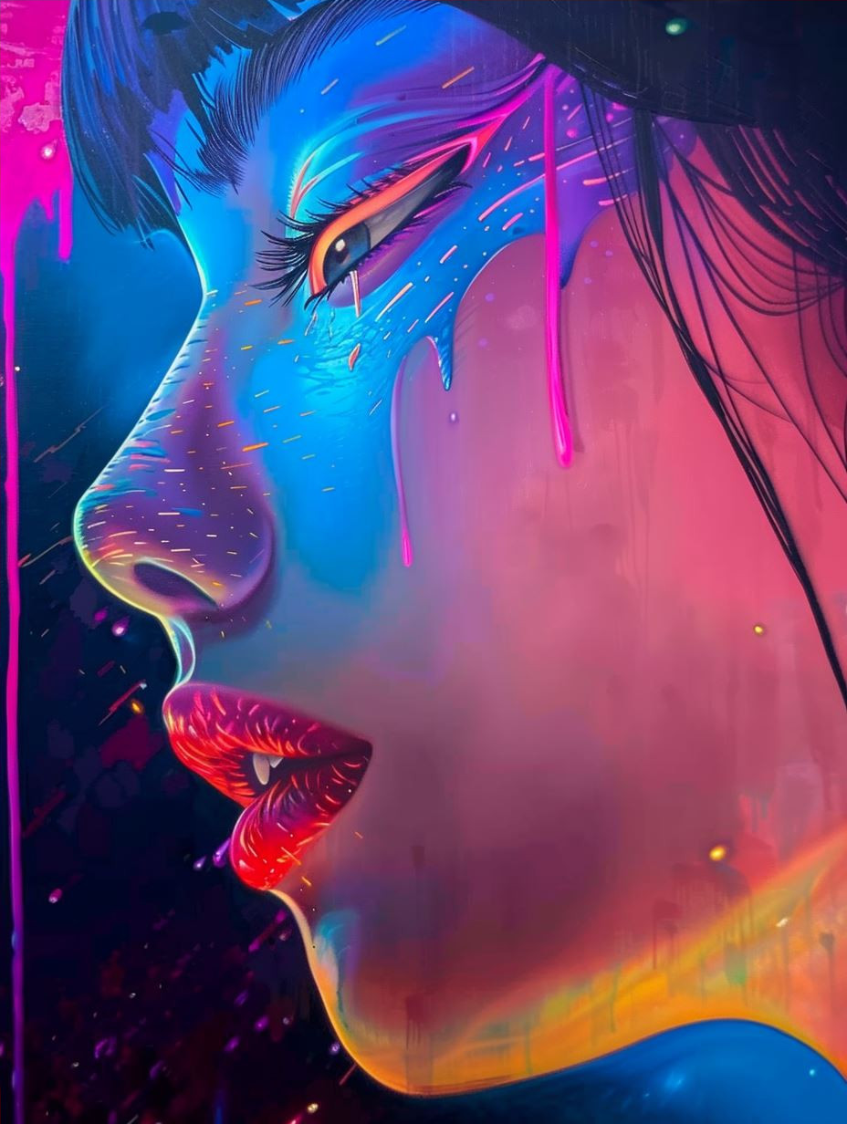 Neon Cybernetic Dream Portrait