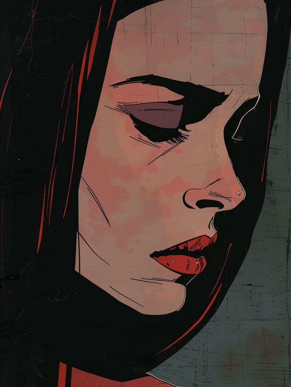 Noir Crimson Graphic Portrait