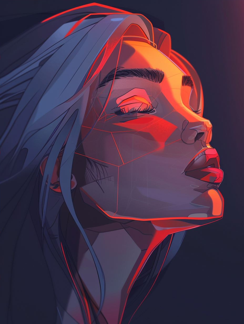Neon Prism Digital Portrait