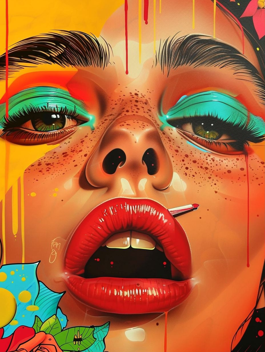 Neon Pop Surrealist Portrait