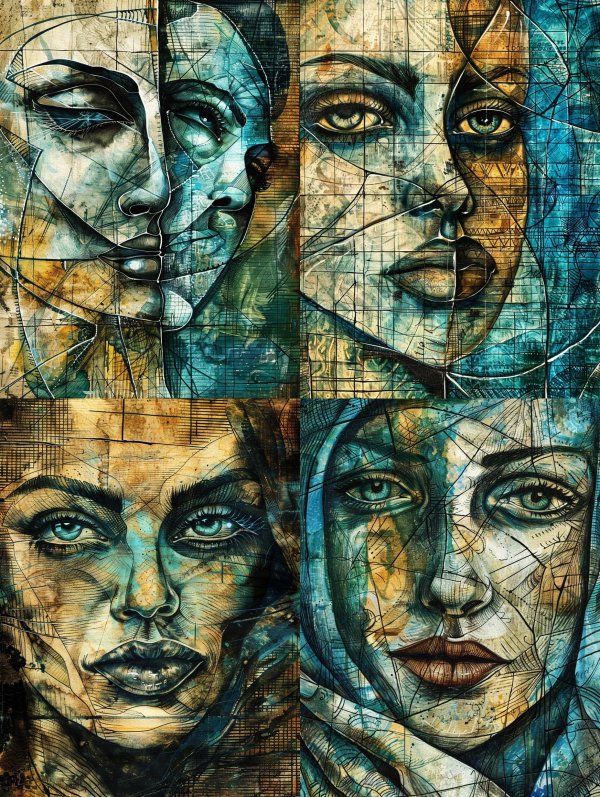 Fragmented Soul in Teal Hues