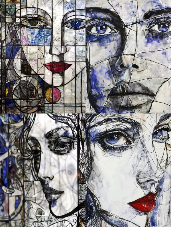 Fragmented Glass Portrait Study