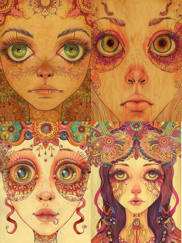 Ethereal Gaze of Golden Mandalas
