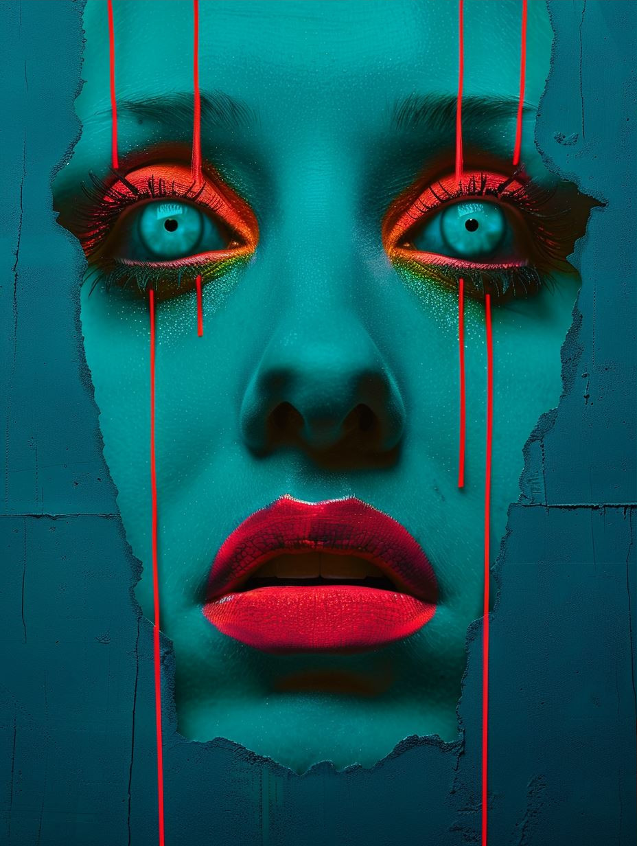 Cybernetic Duality in Neon Blue