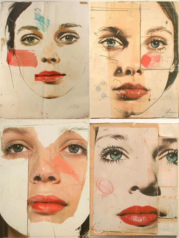 Fragmented Portraits in Mixed Media