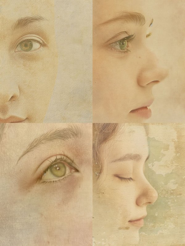 Ethereal Gaze in Textured Parchment