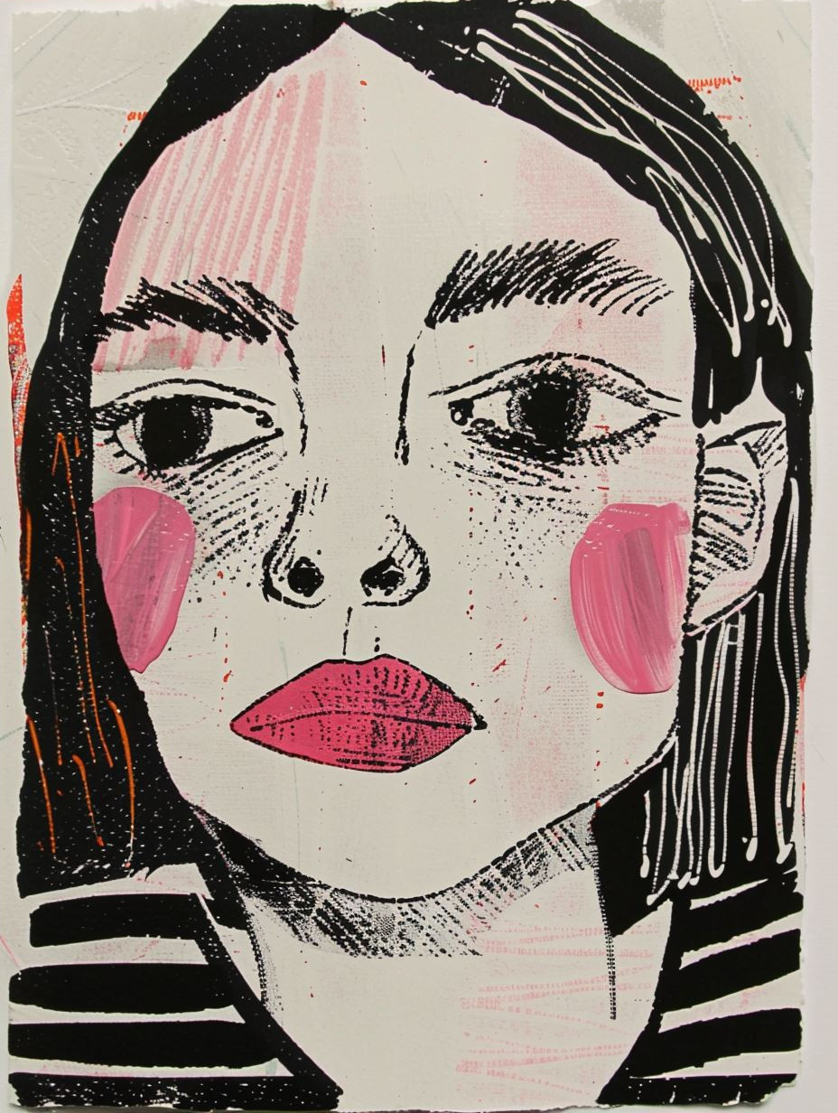 Neon Pink Mixed Media Portrait