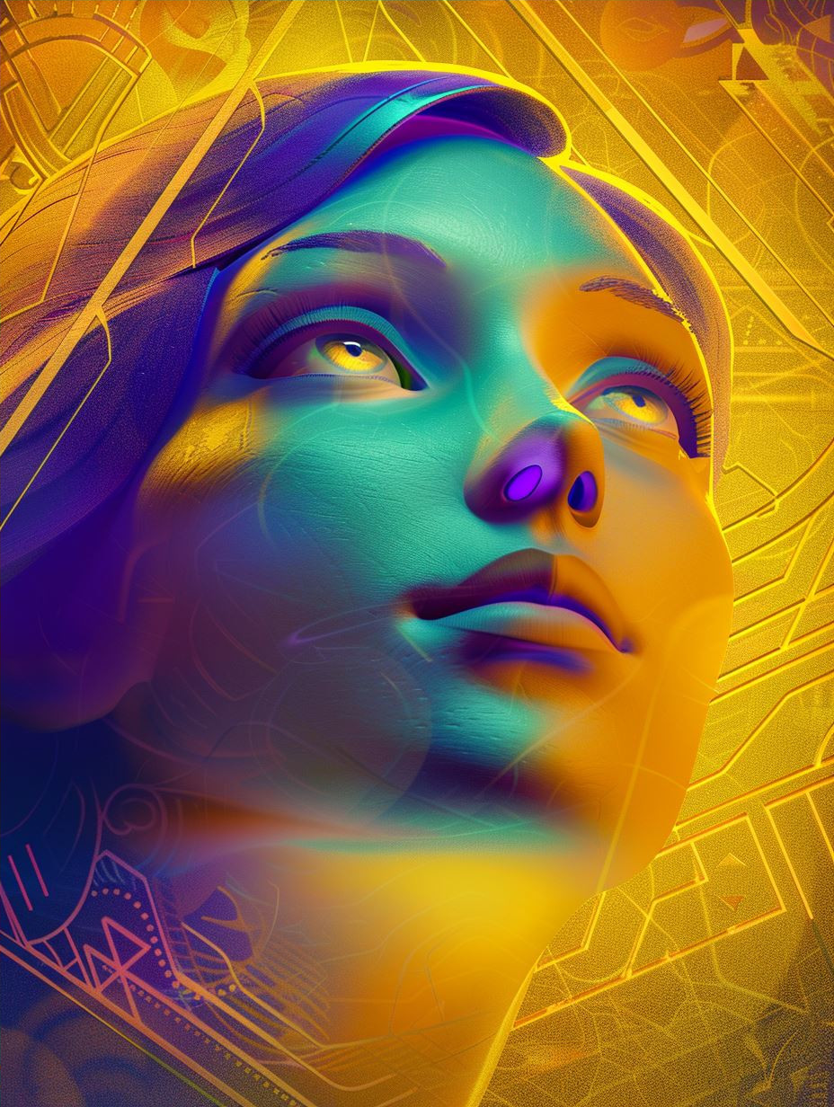 Neon Ethereal Cybernetic Portrait