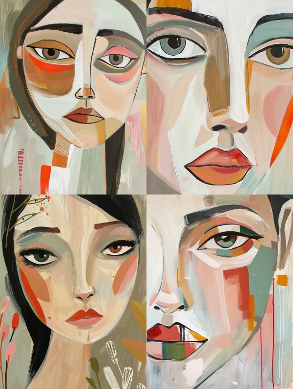 Abstract Geometric Female Portraits