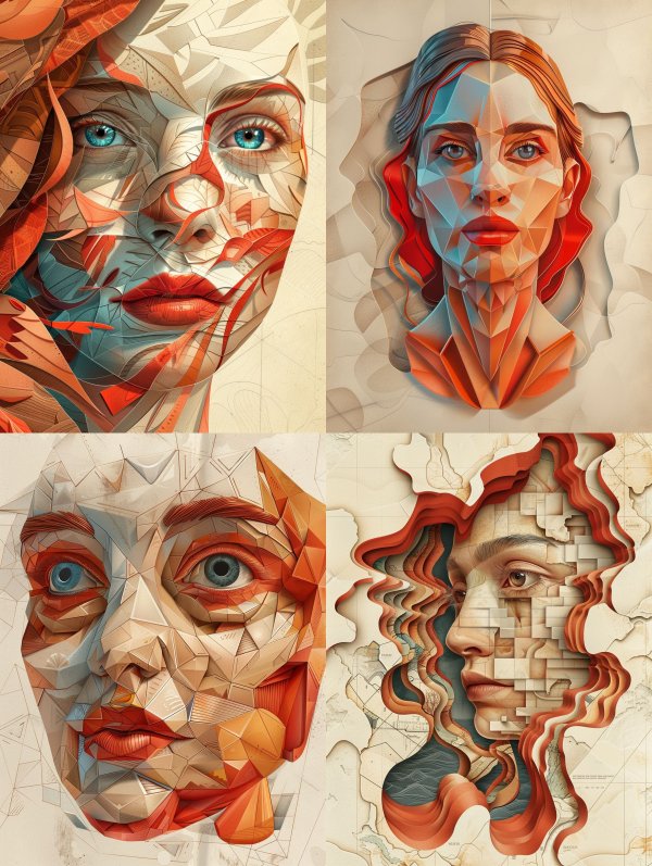 Fragmented Portraits of Sculpted Emotion