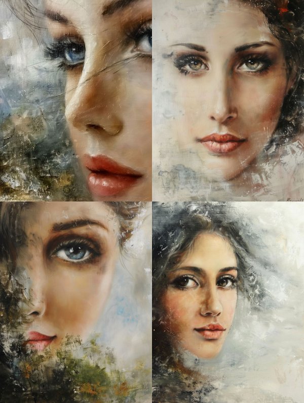 Ethereal Gaze in Textured Oil