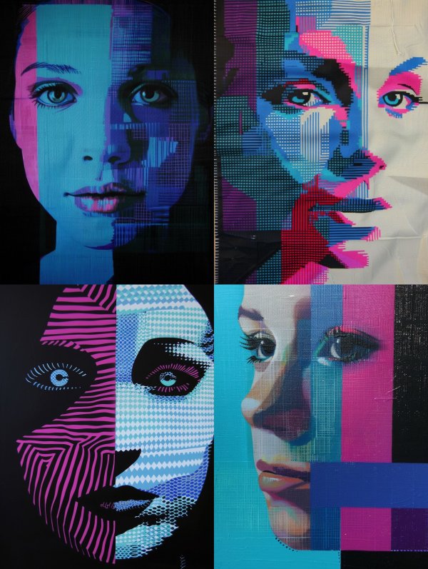 Digital Glitch Neon Portrait