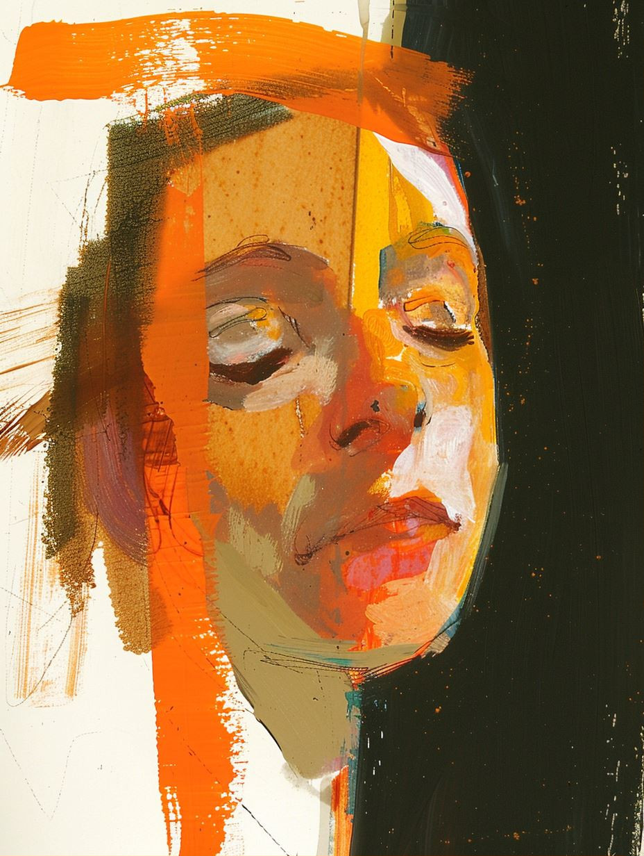 Abstract Fragmented Portrait in Orange