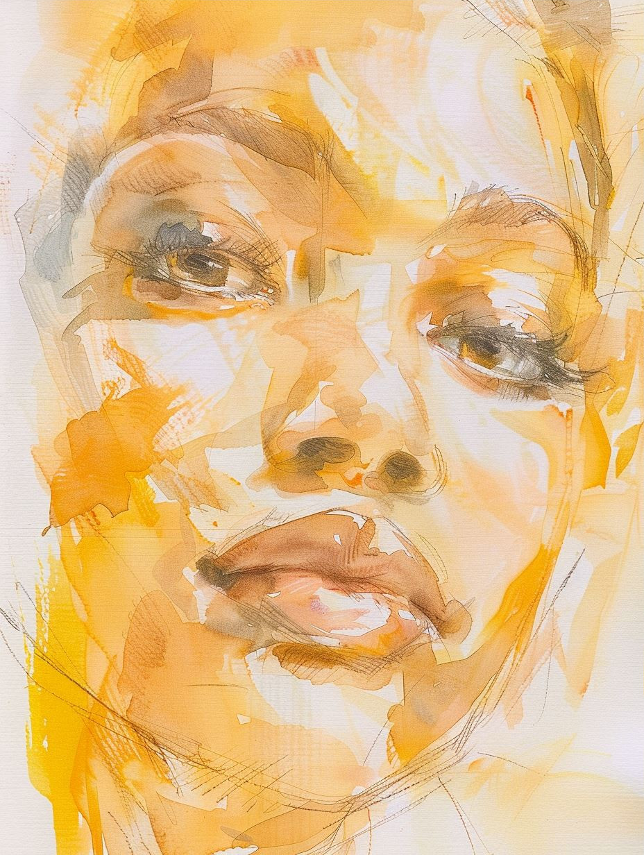 Golden Ethereal Watercolor Portrait