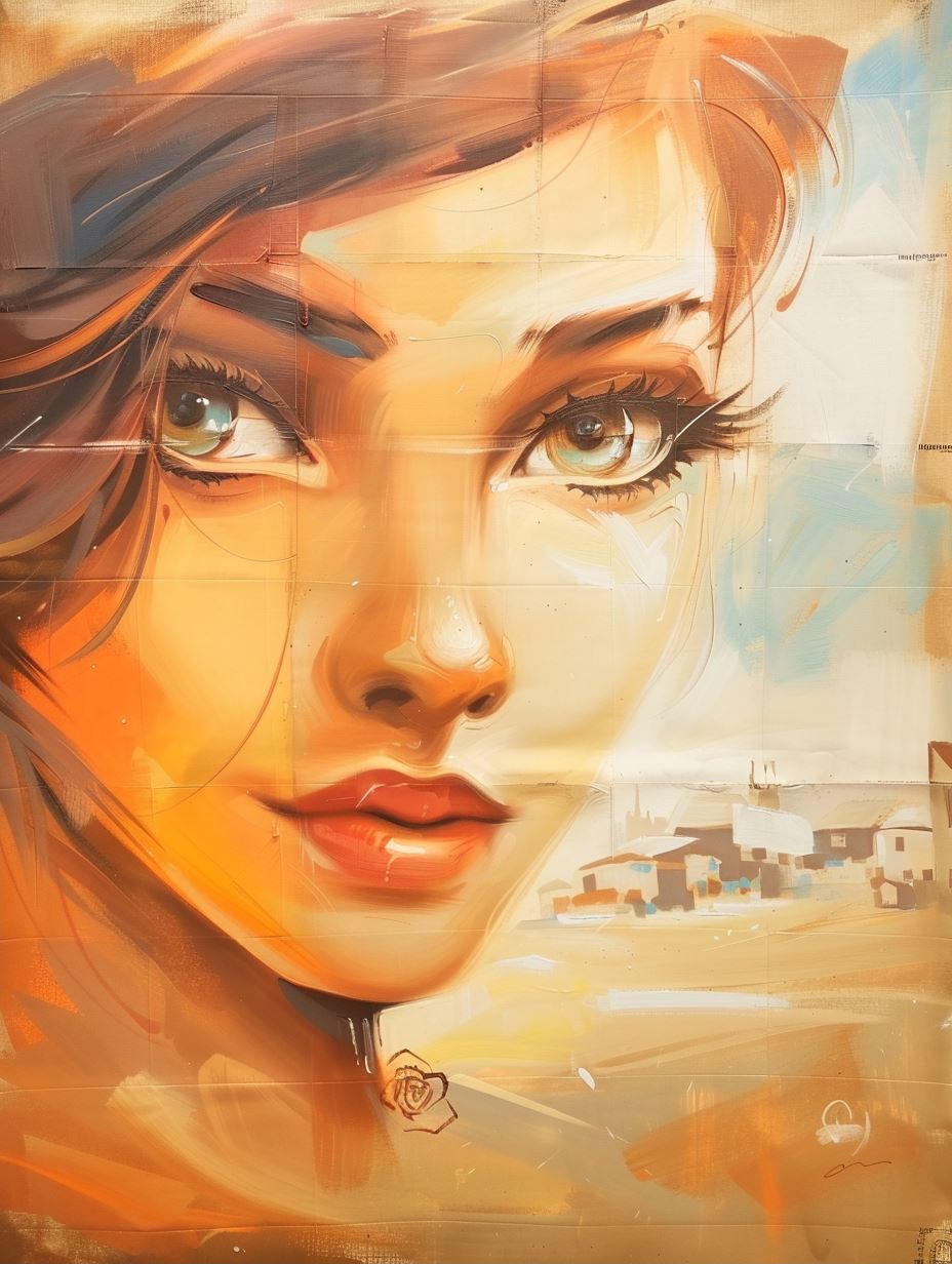 Sun-Drenched Distressed Digital Portrait