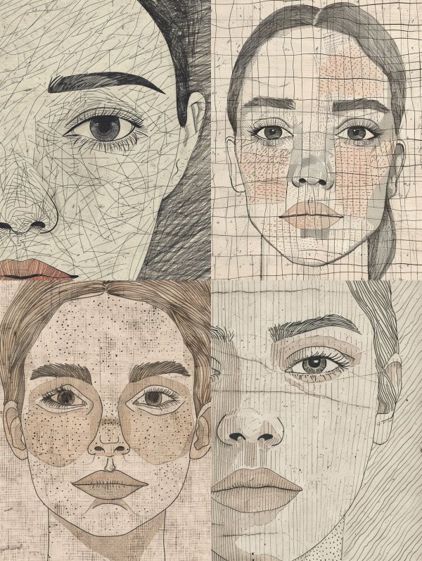 Grid Based Graphite Portrait Studies