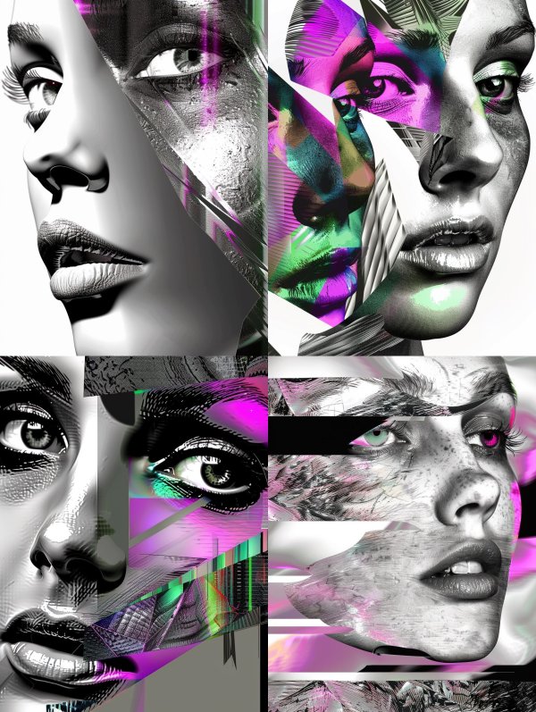 Fragmented Chrome Cybernetic Portrait